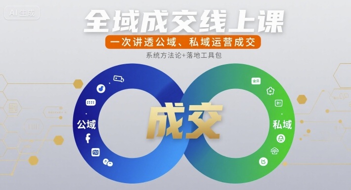 全域成交线上课，一次讲透公域、私域运营成交-仙女副业网