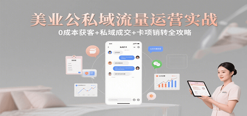 美业公私域流量运营实战：0成本获客+私域成交+卡项销转全攻略-仙女副业网