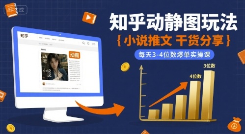 小说推文干货分享之知乎动静图玩法，每天3-4位数爆单实操课-仙女副业网