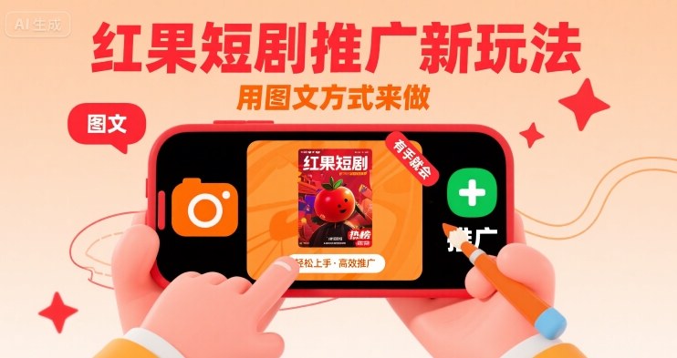 红果短剧推广新玩法，用图文方式来做，有手就会-仙女副业网