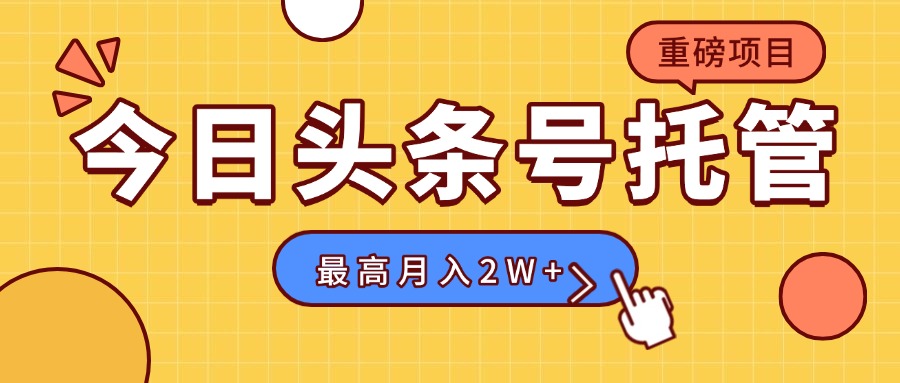 【头条号托管 】我存作品到草稿箱，你每天5分钟发布，最高月入2W+-仙女副业网