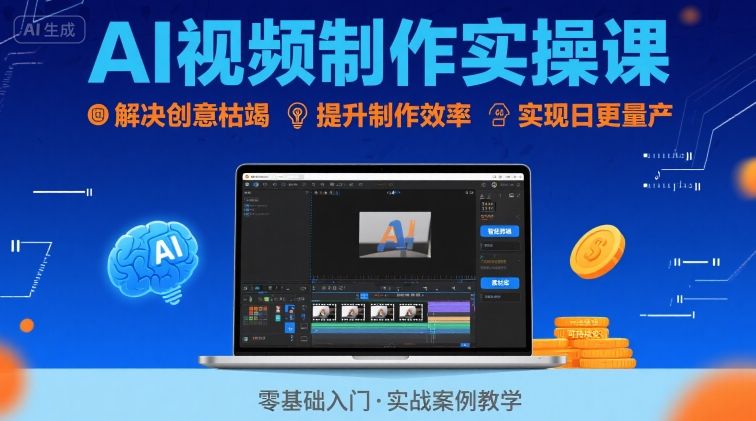 Ai视频制作实操课，解决创意枯竭、效率低下痛点，实现日更量产可持续变现-仙女副业网