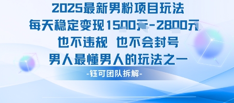 2025最新男粉项目玩法每天变现1k+也不违规也不会封号男人最懂男人的玩法-仙女副业网