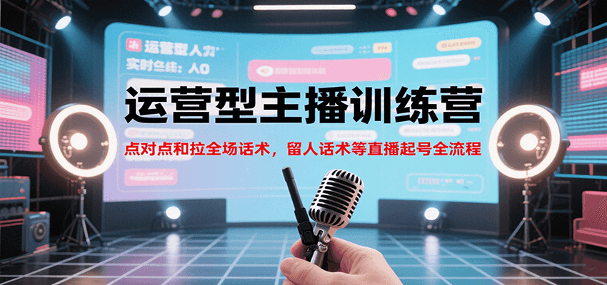 运营型主播训练营，点对点和拉全场话术，留人话术等直播起号全流程(更新8月)-仙女副业网