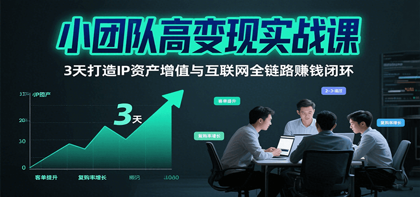 小团队高变现实战课，3天打造IP资产增值与互联网全链路赚钱闭环(第二期)-仙女副业网