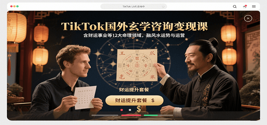 TikTok国外玄学咨询变现课，含财运事业等12大命理领域，融风水运势与运营-仙女副业网