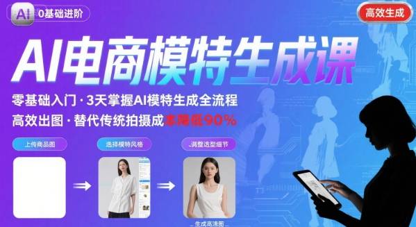 AI模特进阶课程，0基础高效生成逼真电商模特图-仙女副业网