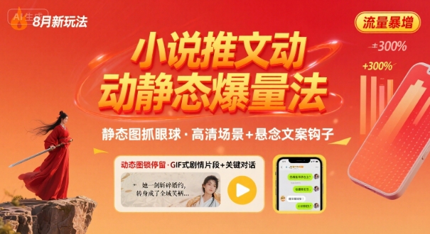 8月小说推文全新玩法，动静态图片+搭配小说文案爆量玩法-仙女副业网