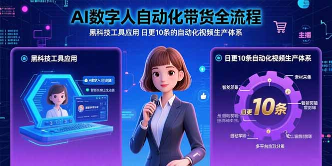 AI数字人自动化带货全流程：黑科技工具应用 日更10条的自动化视频生产体系-仙女副业网