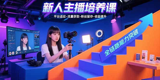 新人主播培养课：平台适应-流量获取-粉丝留存-收益提升 全链路能力突破-仙女副业网