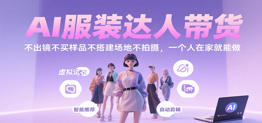 AI服装达人带货，不出镜不买样品不搭建场地不拍摄，一个人在家就能做-仙女副业网