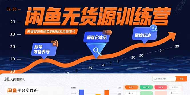 闲鱼无货源训练营：账号准备养号/垂直化选品/黑搜玩法，0基础30天盈利指南-仙女副业网