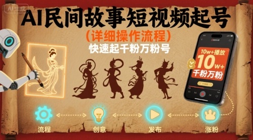 AI民间故事短视频起号，详细操作流程，快速起千粉万粉号-仙女副业网