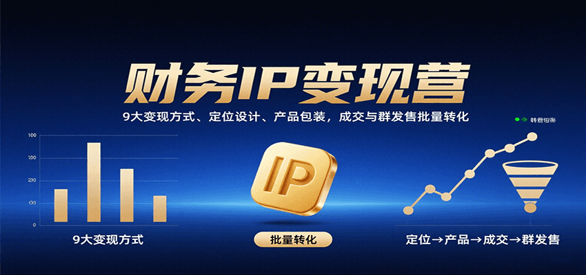 财务IP变现营：9大变现方式、定位设计、产品包装，成交与群发售批量转化-仙女副业网