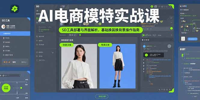 AI电商模特实战课，SD工具部署与界面解析，基础换装换背景操作指南-仙女副业网