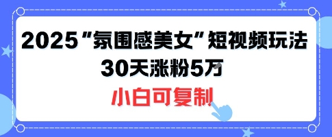 不露脸也能火！2025“氛围感美女”短视频玩法，30天涨粉5W小白可复制-仙女副业网