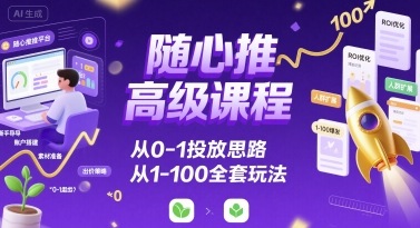 随心推高级课程，从0-1投放思路，也有从1-100的全套玩法-仙女副业网
