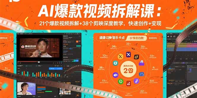 AI爆款视频拆解课：21个爆款视频拆解+38个剪映深度教学，快速创作+变现-仙女副业网