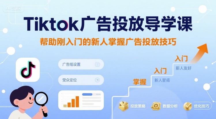 Tiktok广告投放导学课，帮助刚入门的新人掌握广告投放技巧-仙女副业网