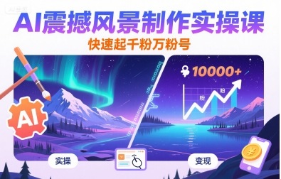 AI震撼风景制作实操课，快速起千粉万粉号-仙女副业网