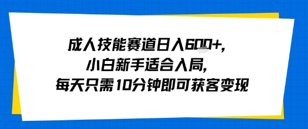 成人技能赛道日入多张，小白新手适合入局，每天只需10分钟即可获客变现-仙女副业网
