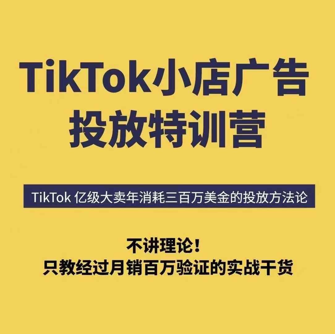 TikTok小店广告投放特训营，6天破局计划专治各种“投不动”，教你经过月销百万验证的实战干货-仙女副业网