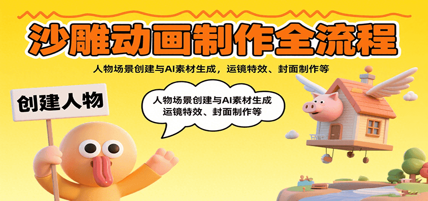 沙雕动画制作全流程：人物场景创建与AI素材生成，运镜特效、封面制作等-仙女副业网