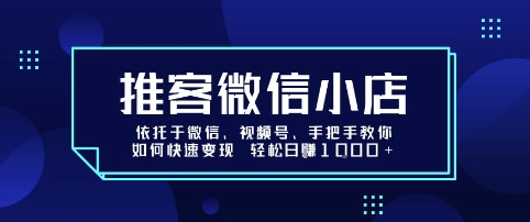 推客微信小店依托于微信、视频号，手把手教你如何快速变现 轻松日入1k+【揭秘】-仙女副业网