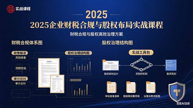 2025企业财税合规与股权布局的实战课程：财税合规与股权高效治理方案-仙女副业网