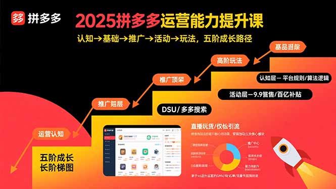2025拼多多运营能力提升课：认知→基础→推广→活动→玩法，五阶成长路径-仙女副业网
