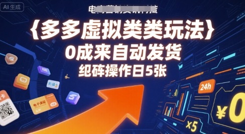 多多虚拟类目玩法，0成本全自动发货，矩阵操作日5张-仙女副业网