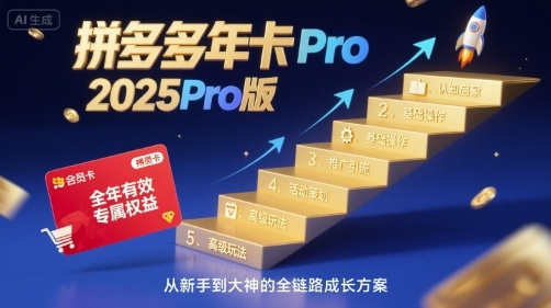 拼多多年卡2025Pro版，五大板块从认知到基础、从推广到活动、从活动到玩法-仙女副业网