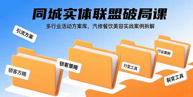 同城实体联盟破局课，多行业活动方案库，汽修餐饮美容实战案例拆解-仙女副业网