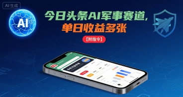 今日头条AI军事赛道，单日收益多张 ，手机可做【附指令】-仙女副业网