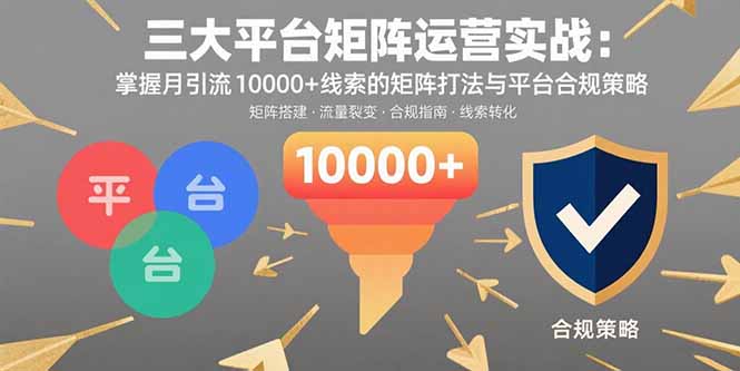 三大平台矩阵运营实战：掌握月引流10000+线索的矩阵打法与平台合规策略-仙女副业网