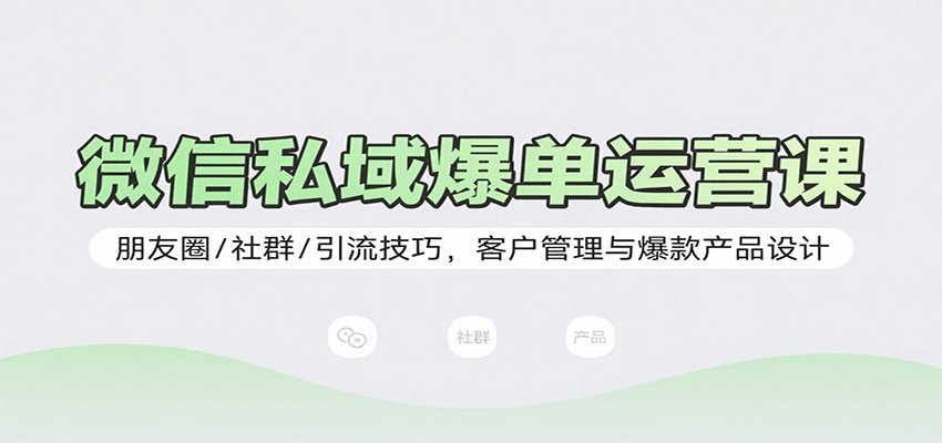 微信私域爆单运营课：朋友圈/社群/引流技巧，客户管理与爆款产品设计-仙女副业网