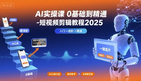 AI实操课0基础到精通-短视频剪辑教程2025-仙女副业网