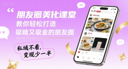 朋友圈美化课堂，教你轻松打造，吸睛又吸金的朋友圈，私域不看，变现少一半-仙女副业网