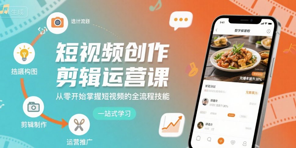 短视频创作剪辑运营课，从零开始掌握短视频的全流程技能-仙女副业网