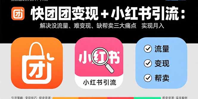 快团团变现+小红书引流：解决没流量、难变现、缺帮卖三大痛点 实现月入3w+-仙女副业网