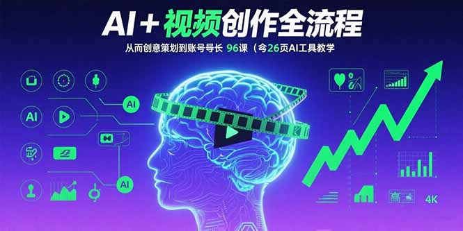 AI+短视频创作全流程：从创意策划到账号增长，96节课(含26项AI工具教学-仙女副业网