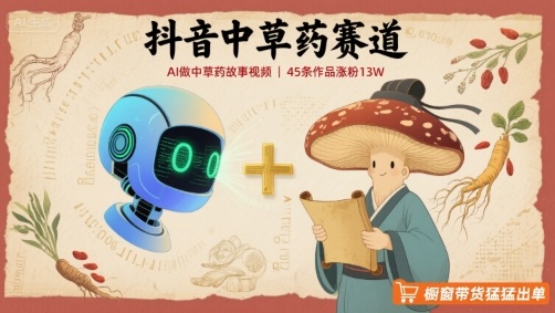 抖音中草药赛道，用AI做中草药故事视频，45条作品涨粉13W，橱窗带货猛猛出单-仙女副业网