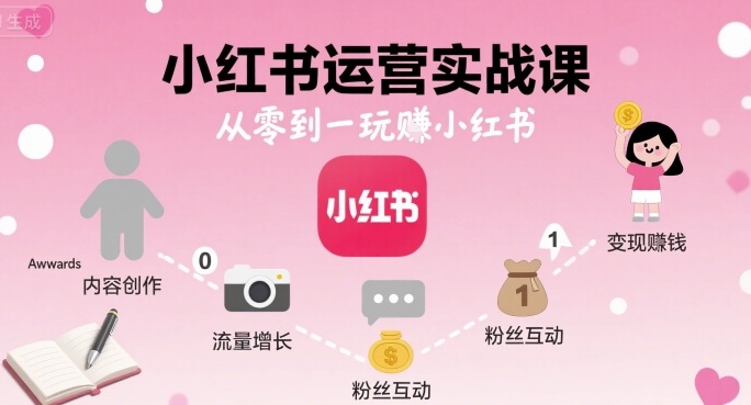 小红书运营实战课，从零到一玩賺小红书-仙女副业网
