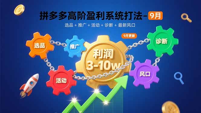 拼多多高阶盈利系统打法-9月：选品+推广+活动+诊断+最新风口，月利润3-10w-仙女副业网