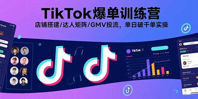 TikTok爆单训练营，店铺搭建/达人矩阵/GMV投流，单日破千单实操-仙女副业网