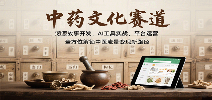 中药文化赛道：溯源故事开发，AI工具实战，平台运营，全方位解锁中医流量变现新路径-仙女副业网