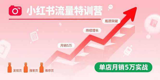 小红书流量特训营：突破流量瓶颈，实现店铺持续增长，单店月销5万实战-仙女副业网