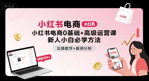 小红书电商0基础+高级运营课，新人小白必学方法，实操教学+案例分析-仙女副业网