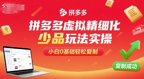 拼多多虚拟精细化少品玩法实操，小白0基础轻松复制-仙女副业网