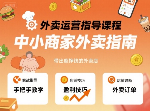 外卖运营指导课程，中小商家外卖指南，手把手带出能挣钱的外卖店-仙女副业网